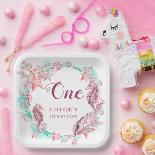 Colourful Pastel Under the Sea Birthday Paper Plate