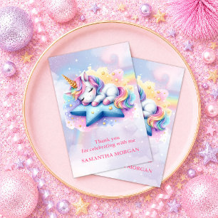 Colourful Pastel Unicorn Girl Birthday Thank You C Card