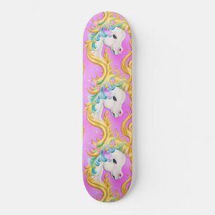 Colourful Pastel Unicorn with Rococo Baroque Accen Skateboard