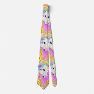 Colourful Pastel Unicorn with Rococo Baroque Accen Tie