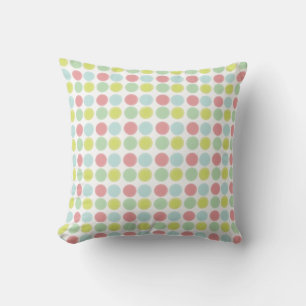 Colourful Pastel Watercolor Dots Throw Pillow