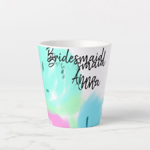 Colourful pastel watercolor floral bridemaid add latte mug