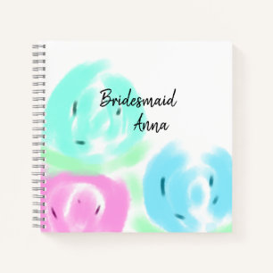 Colourful pastel watercolor floral bridemaid add n notebook