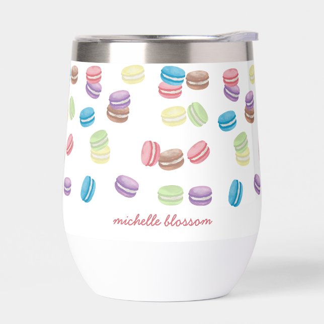 Colourful Pastel Watercolor French Macarons  (Left)