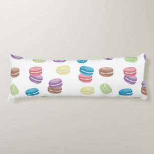 Colourful Pastel Watercolor French Macarons  Body Pillow