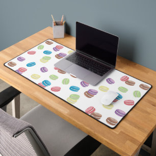Colourful Pastel Watercolor French Macarons Desk Mat
