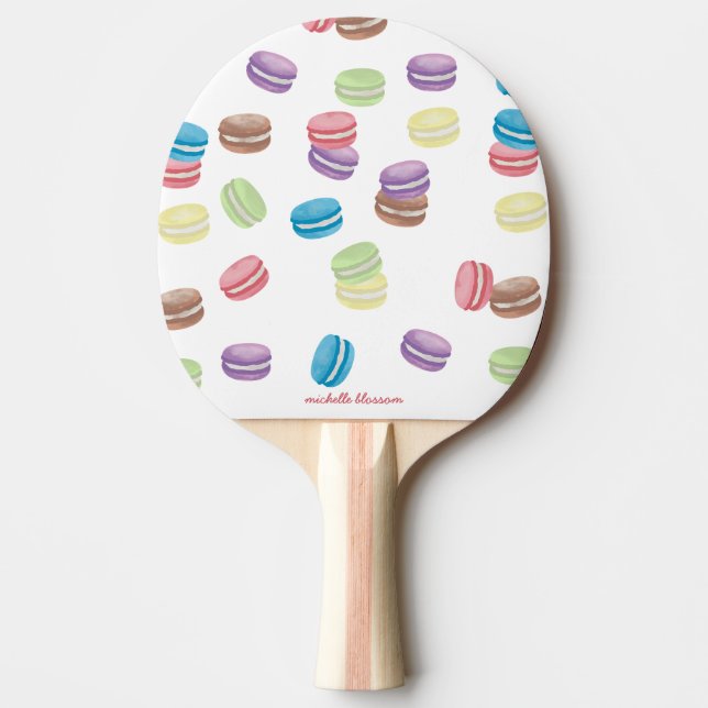 Colourful Pastel Watercolor French Macarons  Ping Pong Paddle (Front)