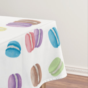 Colourful Pastel Watercolor French Macarons Tablecloth
