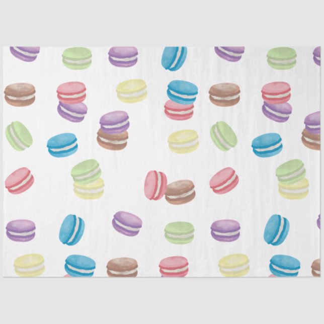 Colourful Pastel Watercolor French Macarons  Tissue Paper (Front)