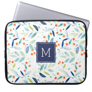Colourful Pastel Watercolors Botanical Pattern Laptop Sleeve