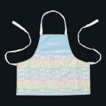 Colourful Pastel Waves Kawaii Clouds Pattern Kids Apron<br><div class="desc">Add a cute and colourful accent to your kitchen with this kawaii clouds pattern kids apron. It features kawaii clouds with colourful pastel waves pattern. This emoji cloud pattern apron will be perfect as a gift.</div>