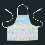 Colourful Pastel Waves Kawaii Clouds Pattern Kids Apron<br><div class="desc">Add a cute and colourful accent to your kitchen with this kawaii clouds pattern kids apron. It features kawaii clouds with colourful pastel waves pattern. This emoji cloud pattern apron will be perfect as a gift.</div>
