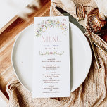 Colourful Pastel Wildflowers Wedding Menu Card<br><div class="desc">These beautiful menu cards will add a perfect touch to your wedding / special occasion. The elegant design features soft watercolor spring flowers,  complimented with modern typography.</div>