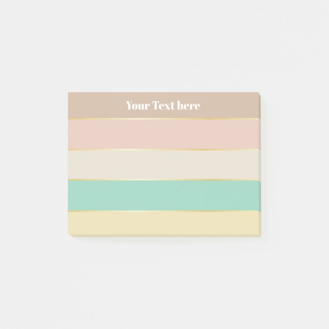 Colourful Pastell Gold Personalized Colour Stripes Post-it Notes (Front)