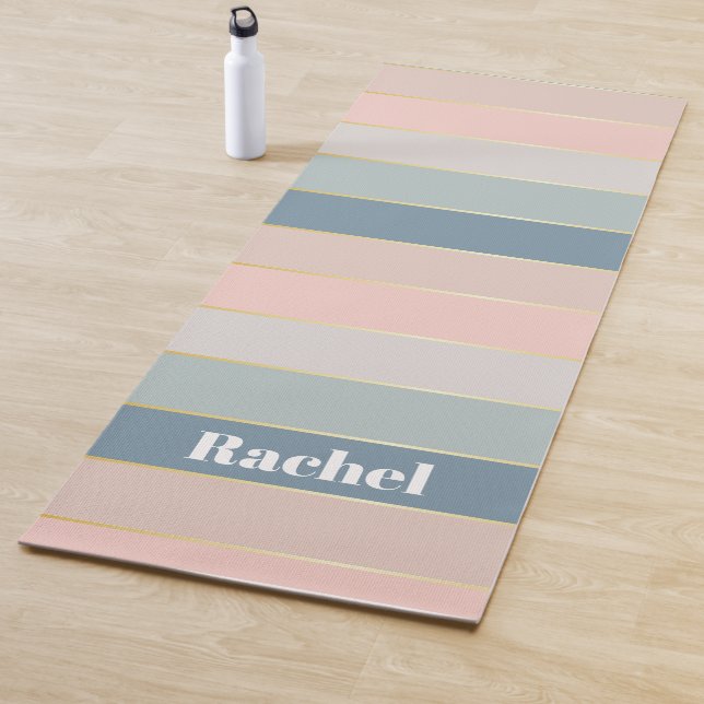 Colourful Pastell Personalized Colour Stripes Yoga Mat (In Situ)