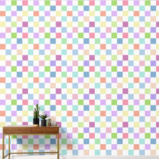 Colourful Pastels and White Checkers Wallpaper