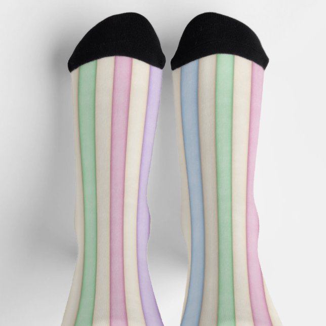 Colourful Pastels Distressed Stripes Socks (Top)