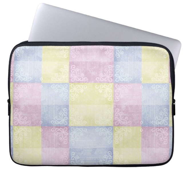 Colourful Pastels Patchwork Laptop Sleeve (Front)