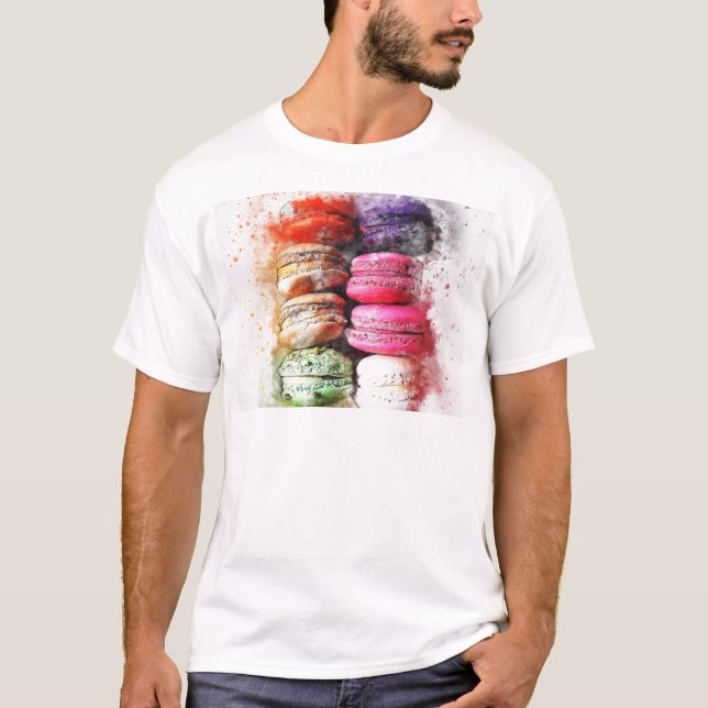 Colourful Pastry Cake Macaroon Abstract T-Shirt (Front)