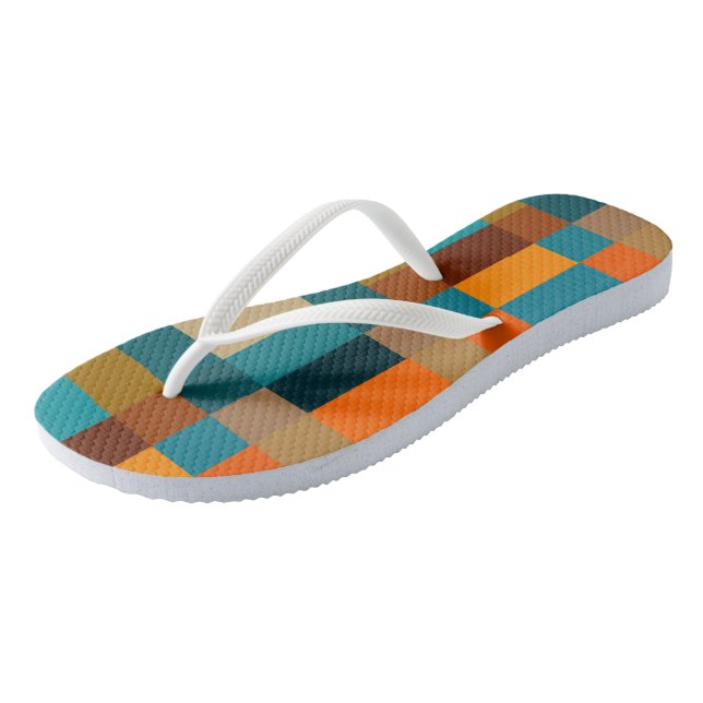 Colourful patchwork 2 flip flops (Angled)