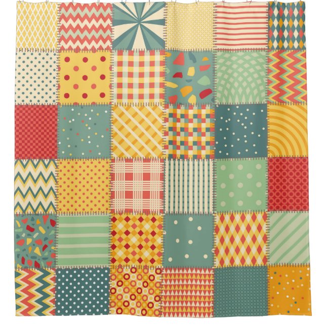 Colourful patchwork: abstract seamless ornaments. (Front)