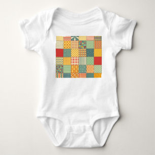 Colourful patchwork: abstract seamless ornaments. baby bodysuit
