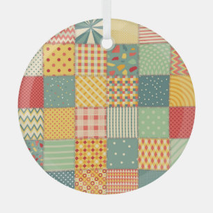 Colourful patchwork: abstract seamless ornaments. glass ornament