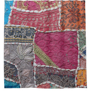 Colourful Patchwork Carpet Closeup Detail