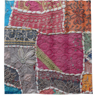 Colourful Patchwork Carpet Closeup Detail