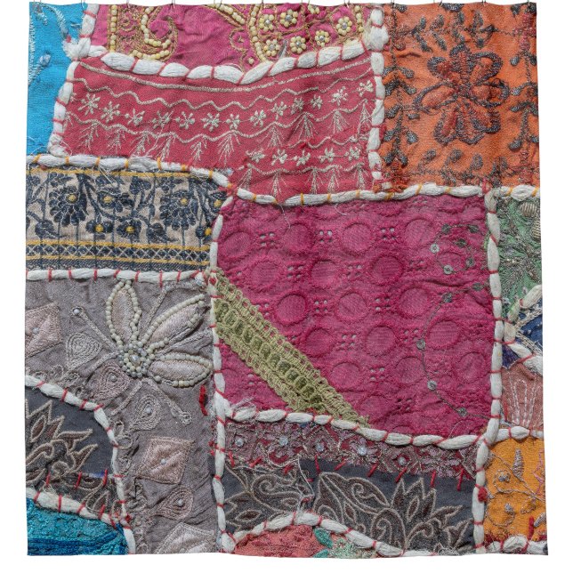 Colourful Patchwork Carpet Closeup Detail (Front)