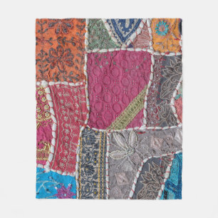 Colourful Patchwork Carpet Closeup Detail Fleece Blanket