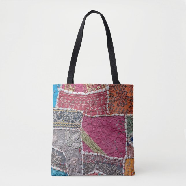 Colourful Patchwork Carpet Closeup Detail Tote Bag (Front)