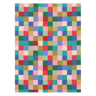 Colourful Patchwork Chequerboard Modern Holiday Tablecloth