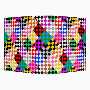 Colourful Patchwork Chequered Pattern Design Binder
