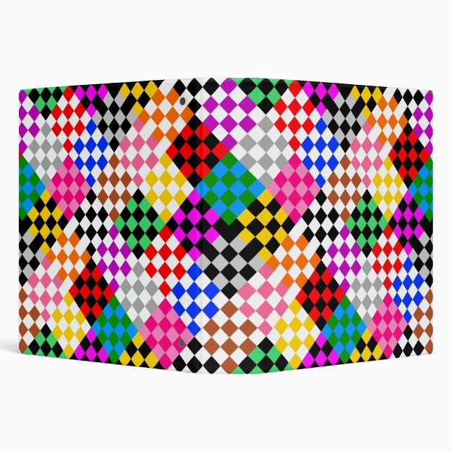 Colourful Patchwork Chequered Pattern Design  Binder (Background)