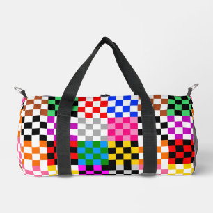 Colourful Patchwork Chequered Pattern Design Duffle Bag