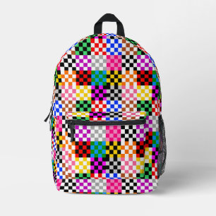 Colourful Patchwork Chequered Pattern Design Printed Backpack