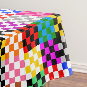 Colourful Patchwork Chequered Pattern Design  Tablecloth