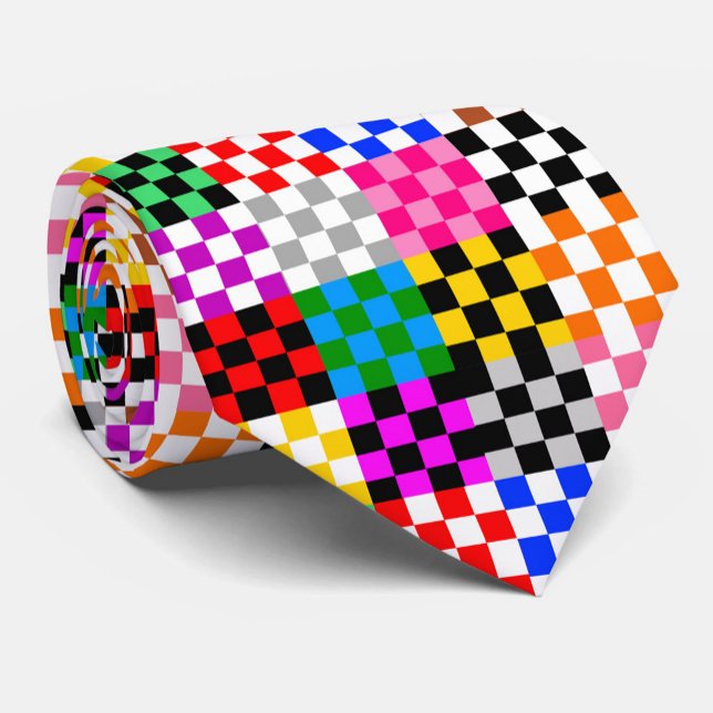 Colourful Patchwork Chequered Pattern Design  Tie (Creator Uploaded)