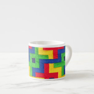 Colourful Patchwork Design Espresso Coffee Mug