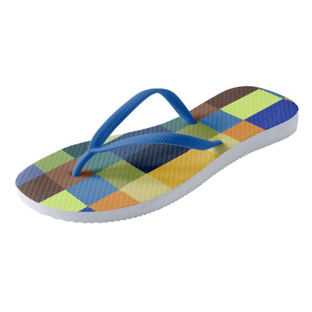 Colourful patchwork  flip flops (Angled)