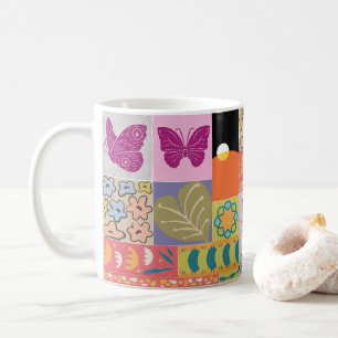 Colourful Patchwork FRAMED  vintage Coffee Mug