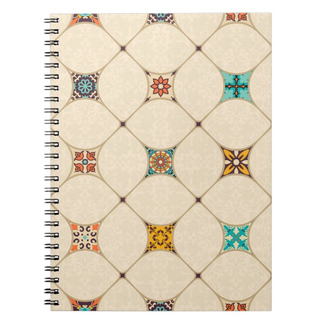 Colourful Patchwork Islam Arabic Tile Notebook (Front)