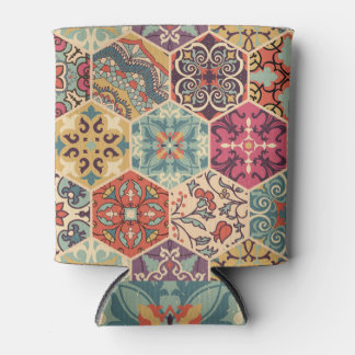 Colourful Patchwork Islam Majolica Tile Can Cooler