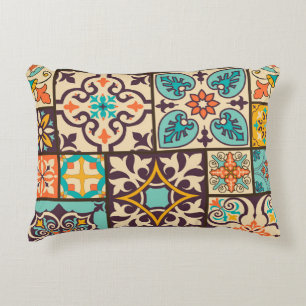 Colourful Patchwork Islam Motifs Tile Accent Pillow