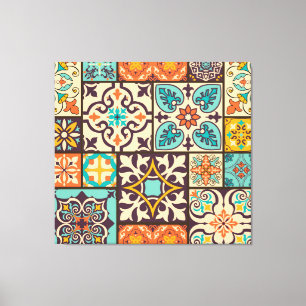 Colourful Patchwork Islam Motifs Tile Canvas Print