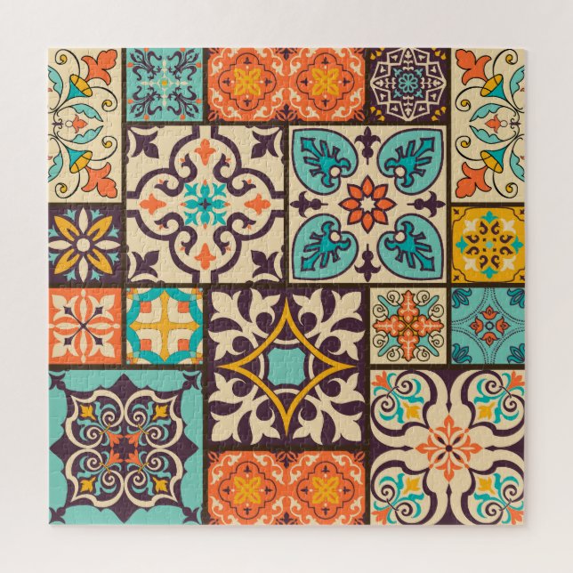 Colourful Patchwork Islam Motifs Tile Jigsaw Puzzle (Vertical)