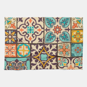 Colourful Patchwork Islam Motifs Tile Kitchen Towel