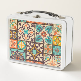 Colourful Patchwork Islam Motifs Tile Metal Lunch Box
