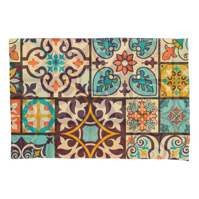 Colourful Patchwork Islam Motifs Tile Pillowcase (Front)